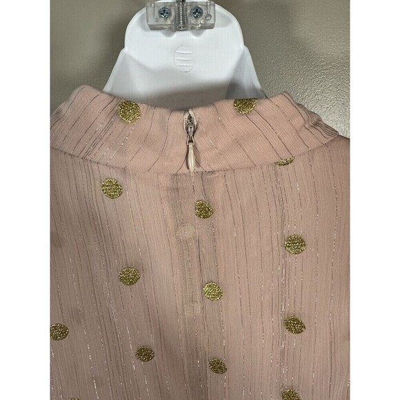 Anthropologie Hutch Blouse Pink And Gold Polka Dot Size M - Picture 5 of 10